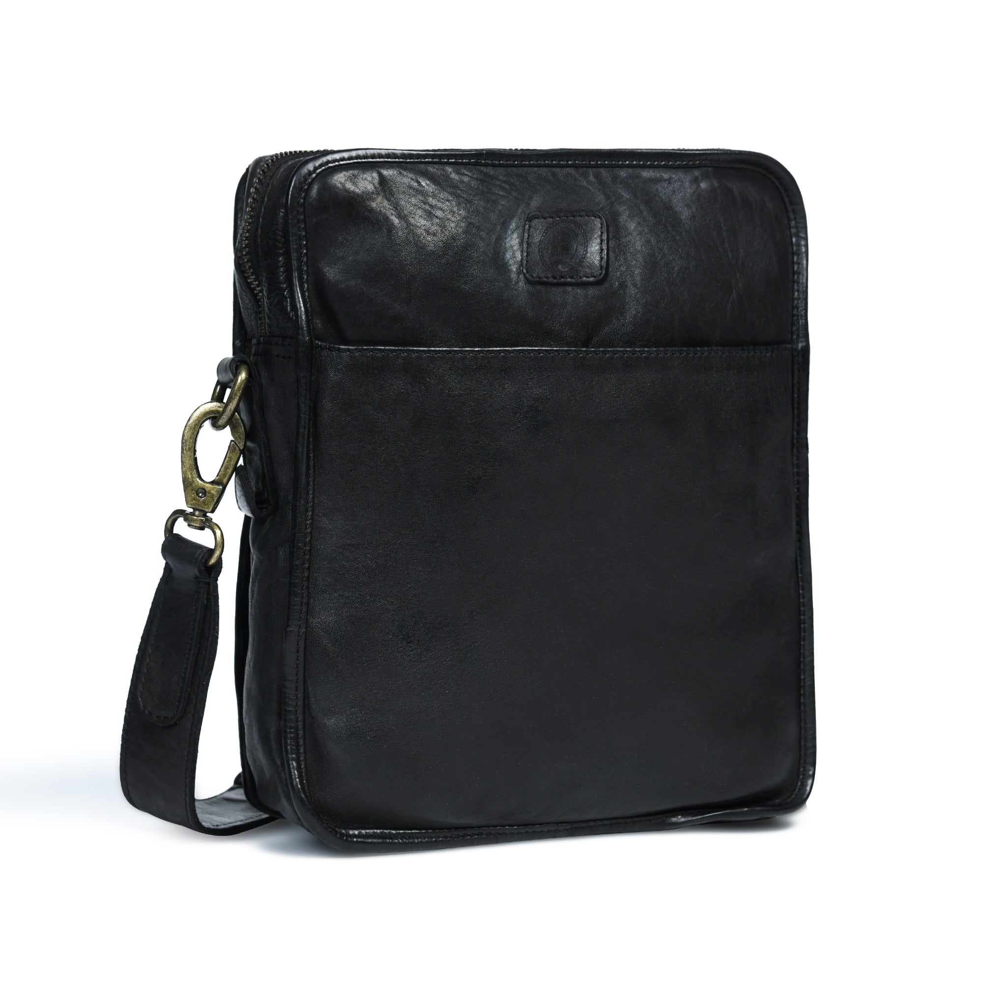 Verdant Trail Leather Sling Bag – Black Colour